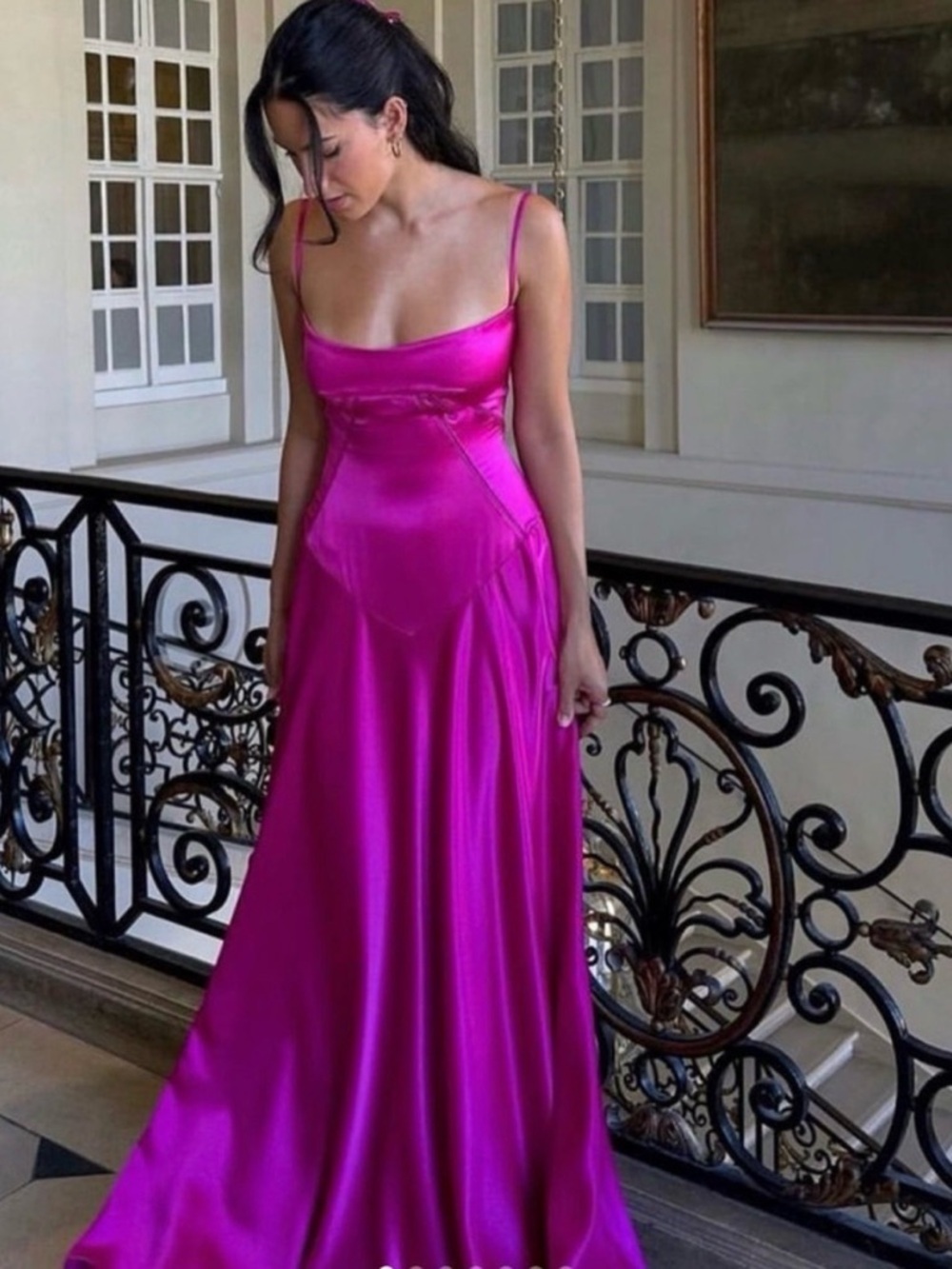 HOUSE OF CB 'Anabella' Fuchsia Lace Up Maxi Dress Pink